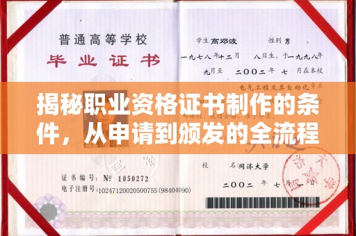 黄陵揭秘职业资格证书制作的条件，从申请到颁发的全流程解析